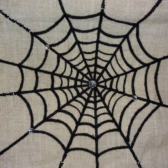 Hallow's Eve Linen Blend Halloween Spider Pumpkin Jewelled Table Runner 72x14" - Picture 8 of 11